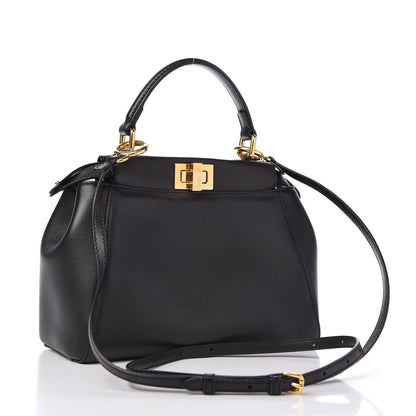 Fendi Nappa Mini Peekaboo Iconic Satchel Black 3 of 9