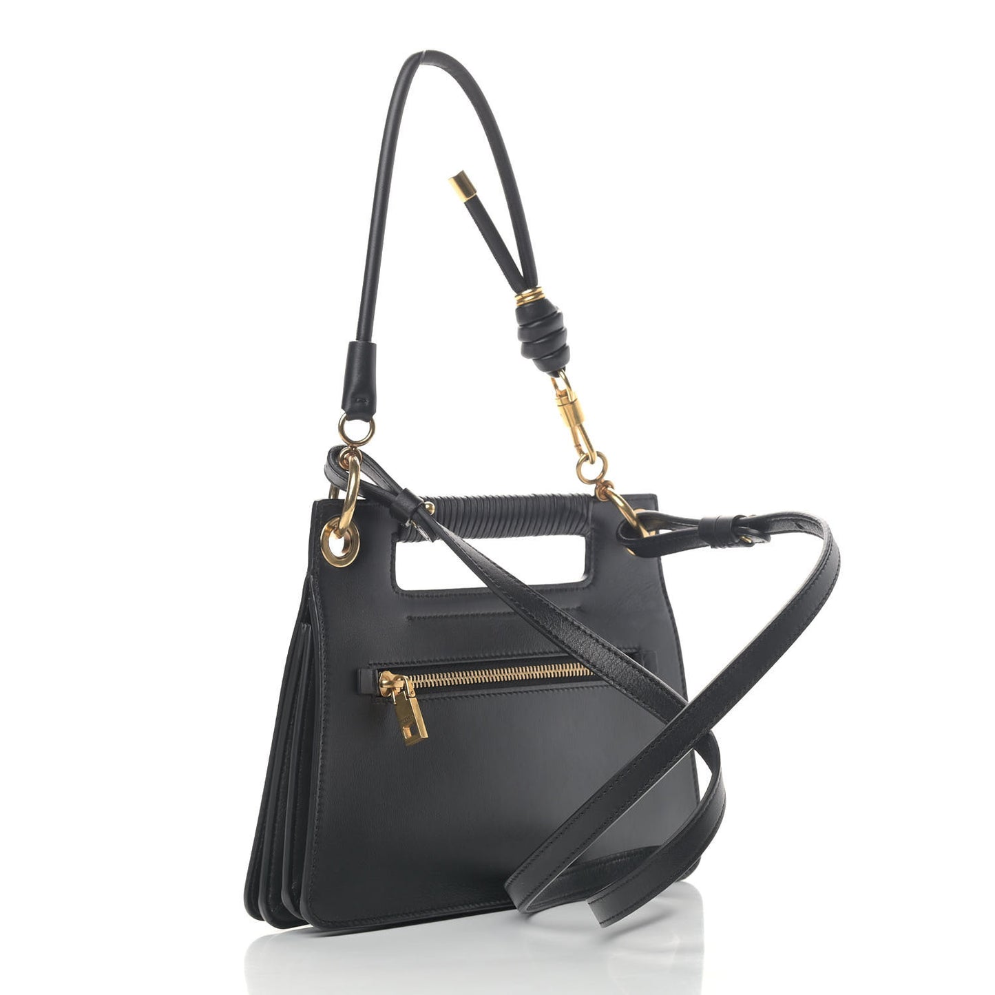 Calfskin Small Whip Top Handle Crossbody Black