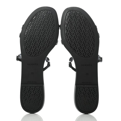 Hermes Rubber Chaine d'Ancre Nude Sandals 39 Black 5 of 8