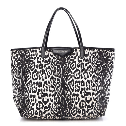 Givenchy Canvas Jaguar Print Large Antigona Tote Black White 1 of 12