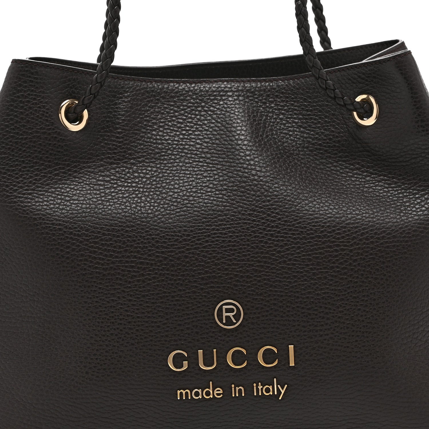 Gucci Calfskin Medium Braided Handle Gifford Tote Dark Brown 9 of 15