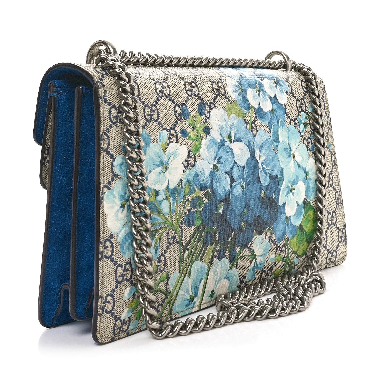 Gucci GG Supreme Monogram Blooms Small Dionysus Shoulder Bag Beige Navy Vintage Blue 3 of 10