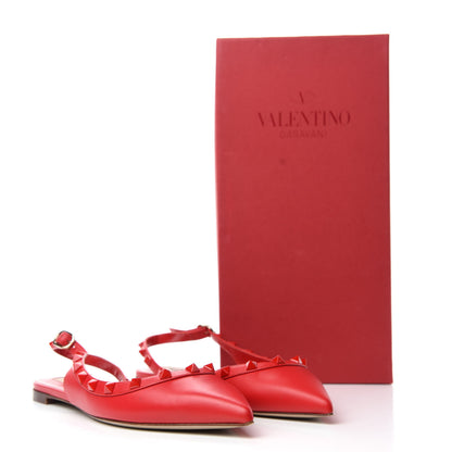 Valentino Garavani Nappa Monochrome Rockstud Slingback Flats 37 Rosso Valentino 9 of 9
