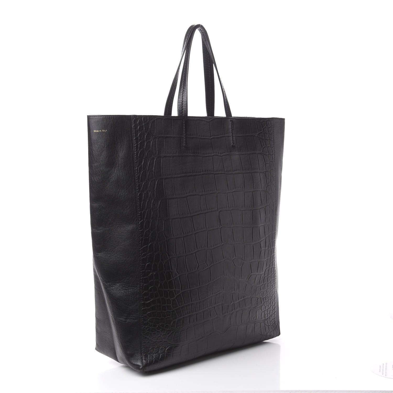 Celine Lambskin Crocodile Embossed Vertical Cabas Black 3 of 12