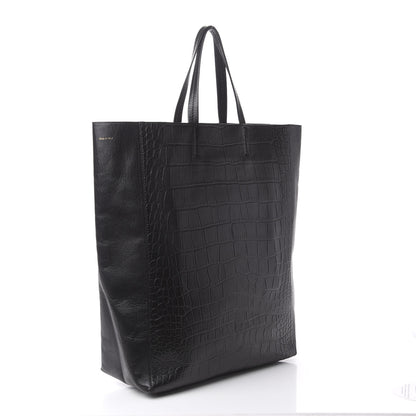 Celine Lambskin Crocodile Embossed Vertical Cabas Black 3 of 12