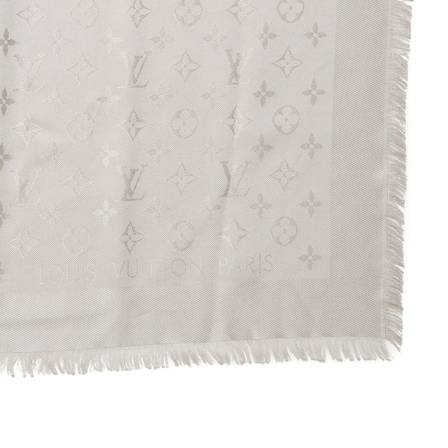 Silk Wool Monogram Shawl Beige