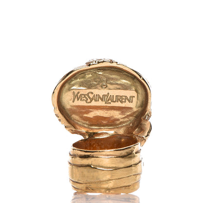 Saint Laurent Glass Cabochon Arty Ovale Ring 8 Gold Pink 3 of 4