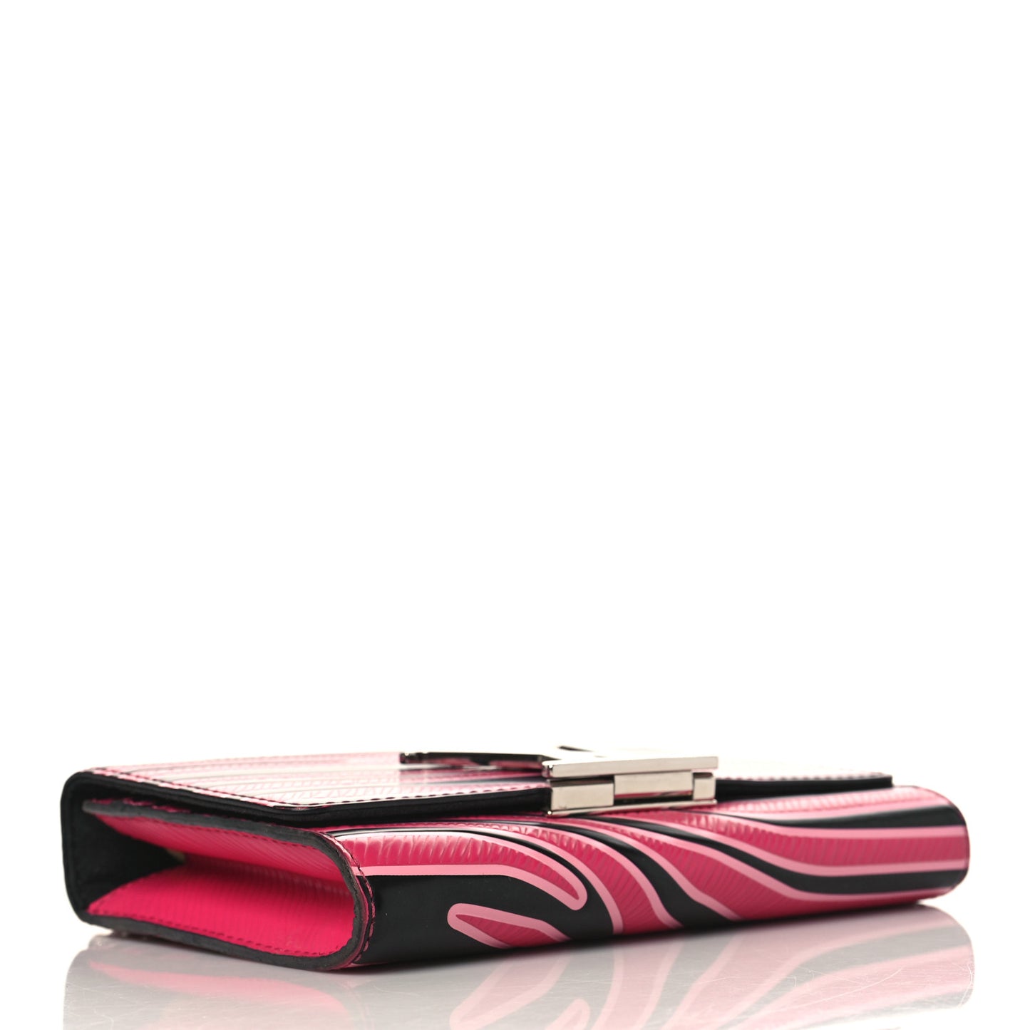 Calfskin Embossed Chain Louise MM Fuchsia Black