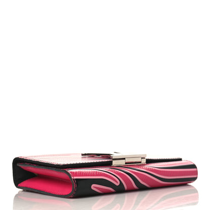 Louis Vuitton Calfskin Embossed Chain Louise MM Fuchsia Black 4 of 9