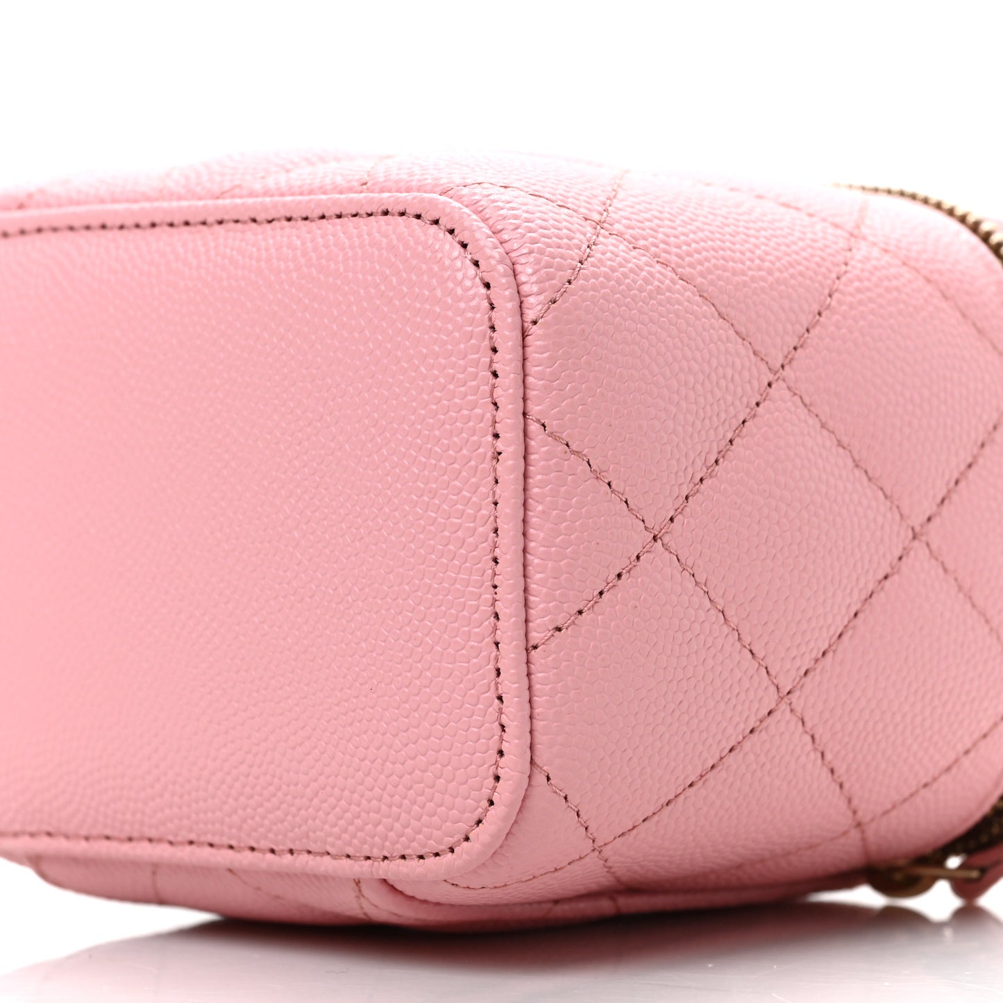 Caviar Quilted Mini Vanity Case With Chain Pink