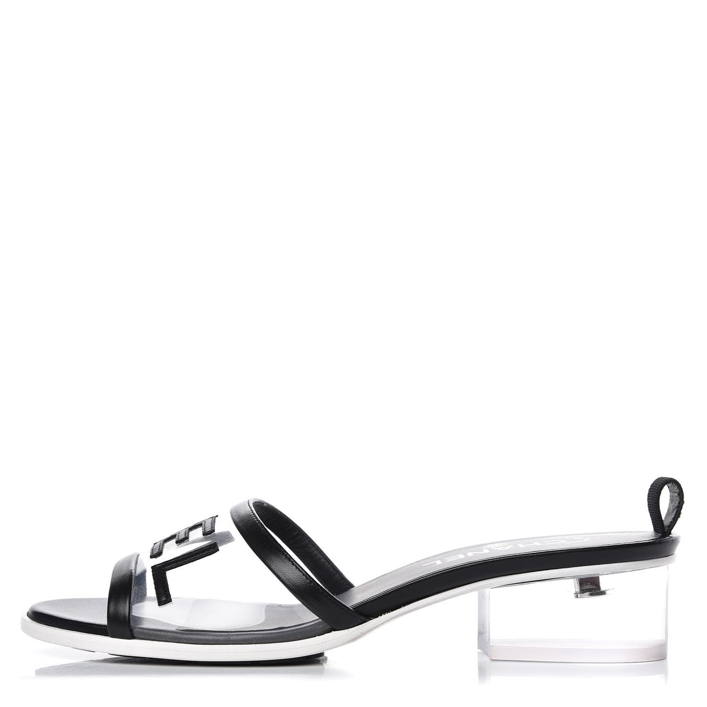 PVC Lambskin Logo Mules 39.5 Black