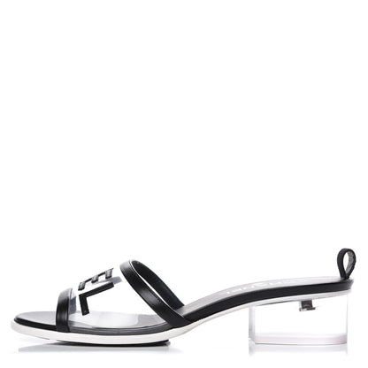 Chanel PVC Lambskin Logo Mules 39.5 Black 1 of 8
