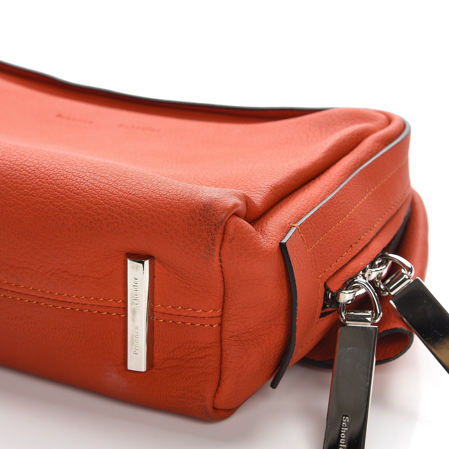 Grained Calfskin Carlton Clutch Dark Orange
