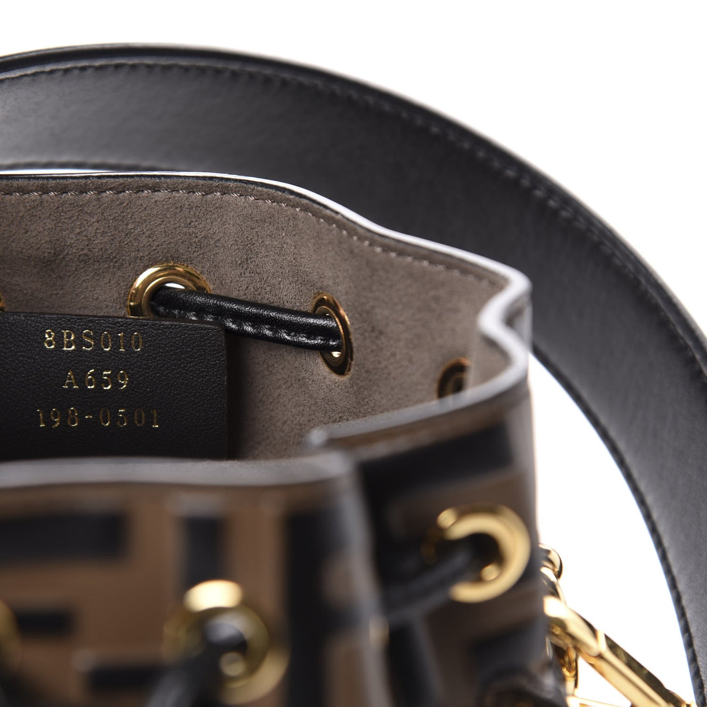 Vitello Liberty F is Fendi Bi-Color FF 1974 Embossed Mini Mon Tresor Bucket Bag Maya Black
