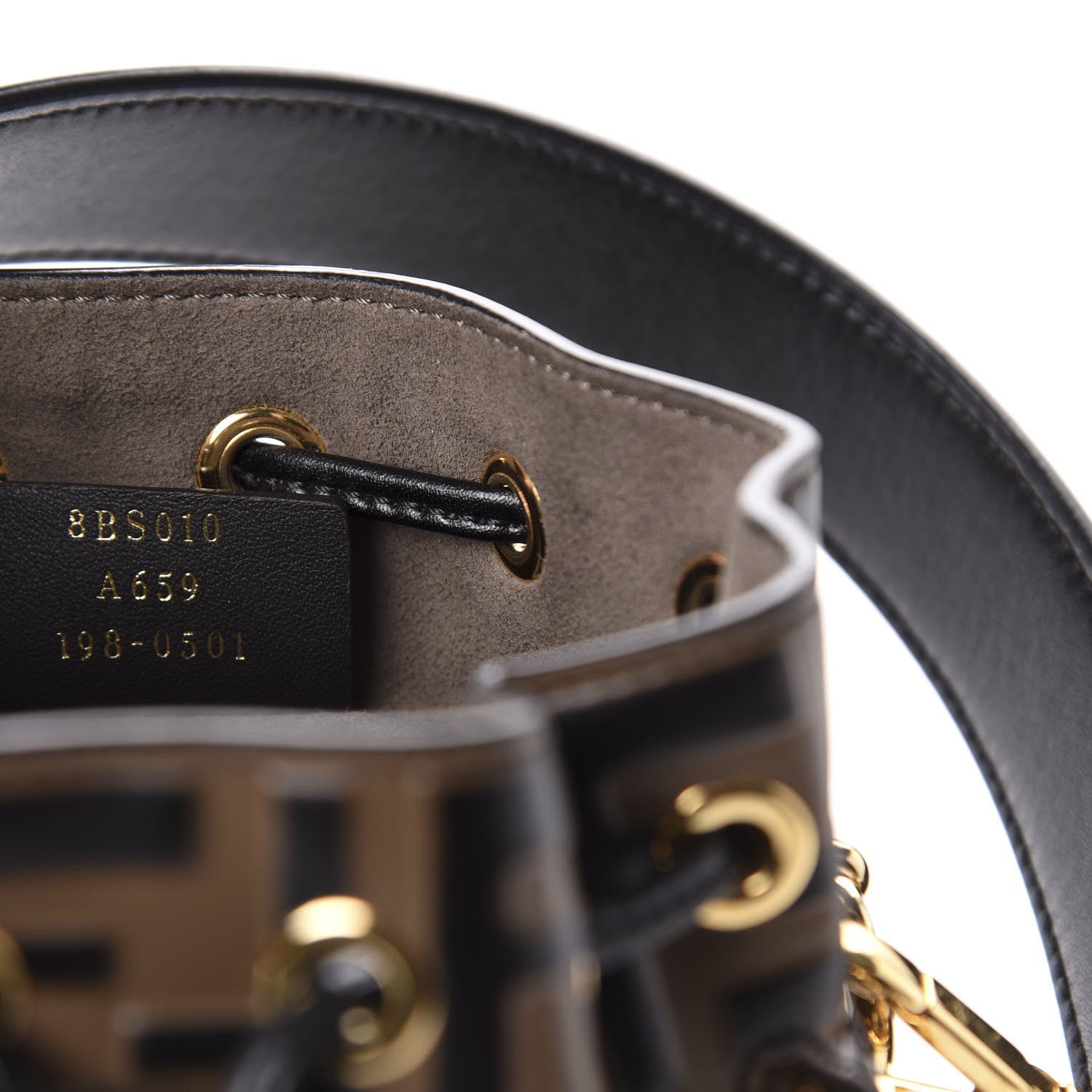 Fendi Vitello Liberty F is Fendi Bi-Color FF 1974 Embossed Mini Mon Tresor Bucket Bag Maya Black 10 of 11