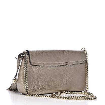 Gucci Metallic Pebbled Calfskin Medium Soho Flap Crossbody Golden Beige 3 of 11