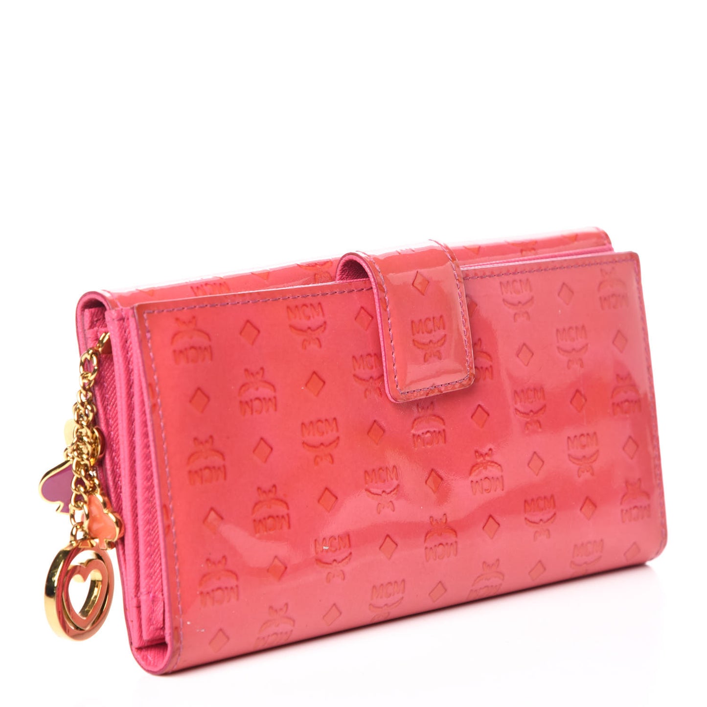 Patent Continental Flap Wallet Pink