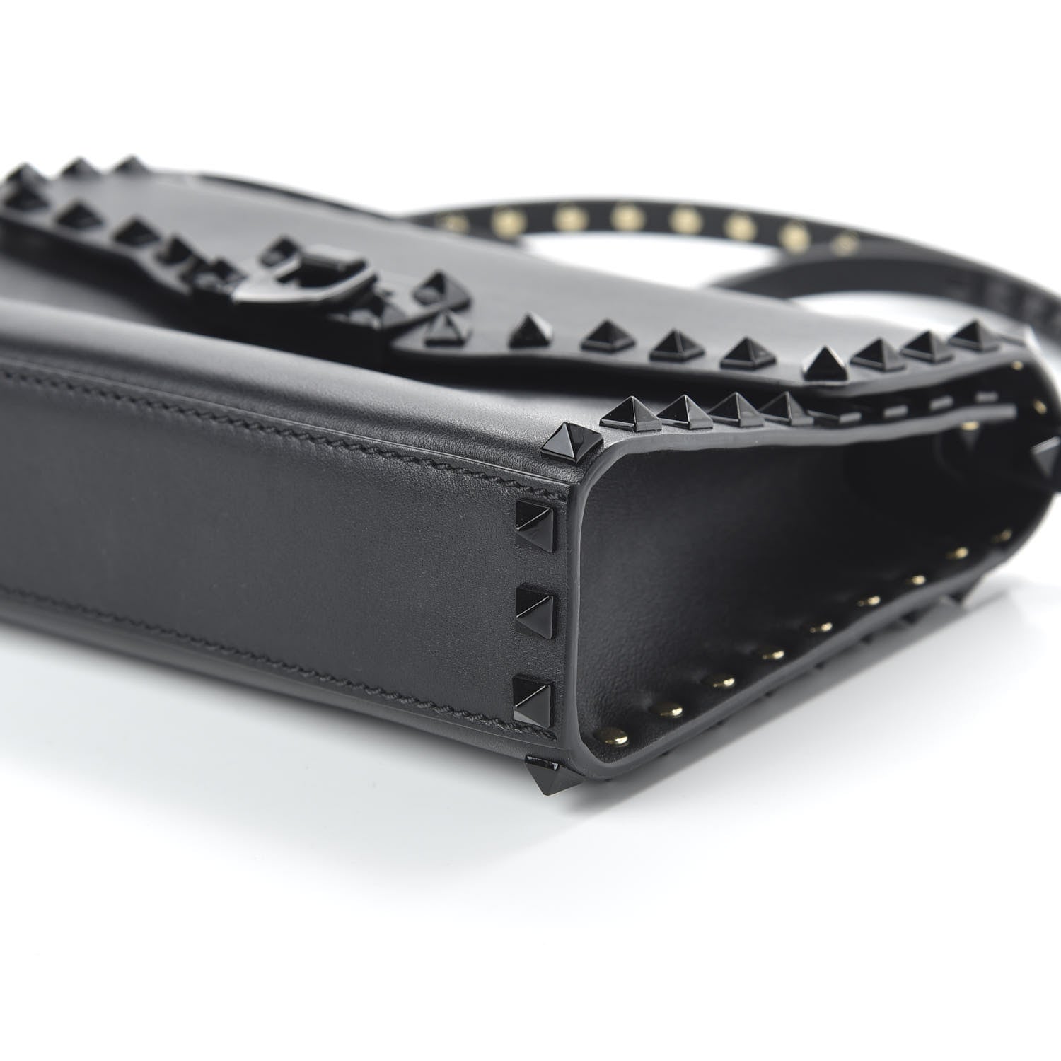 Valentino Garavani Vitello Monochrome Medium Rockstud Flip Lock Crossbody Bag Black 7 of 9