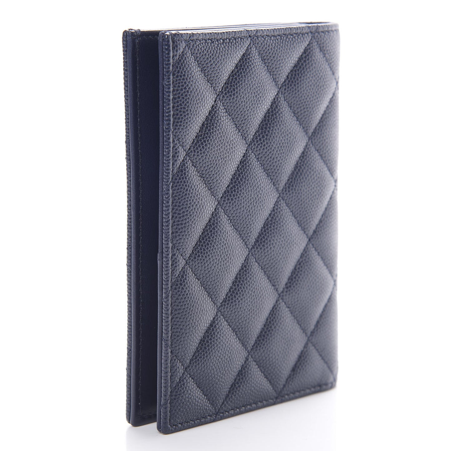 Caviar Quilted Passport Holder Navy Blue