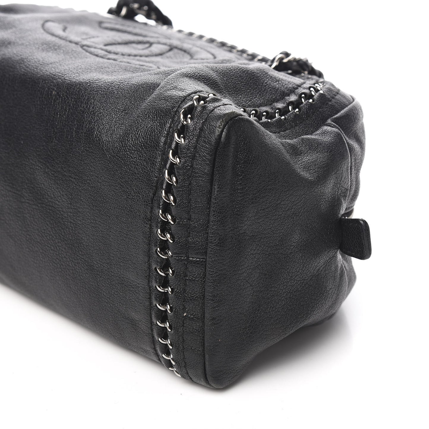 Goatskin Medium Luxe Ligne Bowler Black