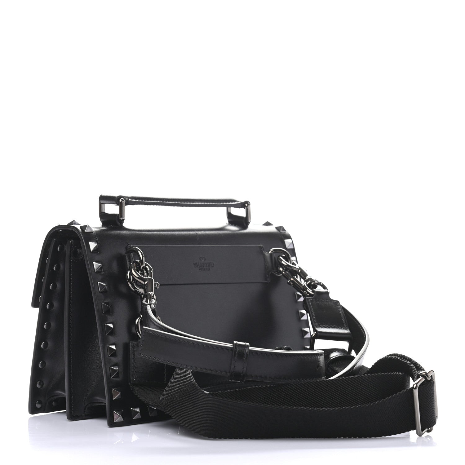 Valentino Garavani Calfskin Rockstud Flap Top Handle Crossbody Bag Black 2 of 8