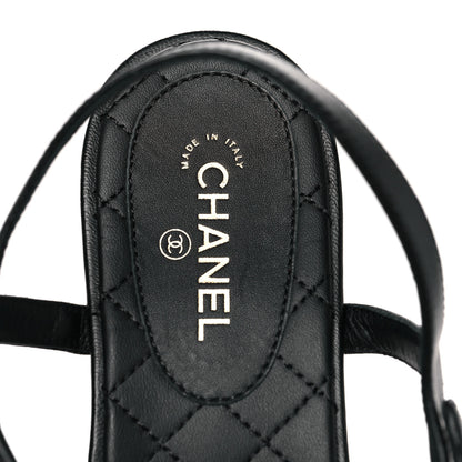 Chanel Lambskin Crystal Chain CC Thong Sandals 39.5 Black 7 of 7