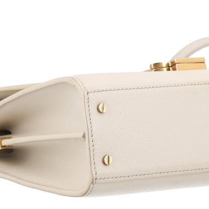 Saint Laurent Grain de Poudre Mini Classic Monogram Cassandra Top Handle Crema Soft Rouge Legion 9 of 9