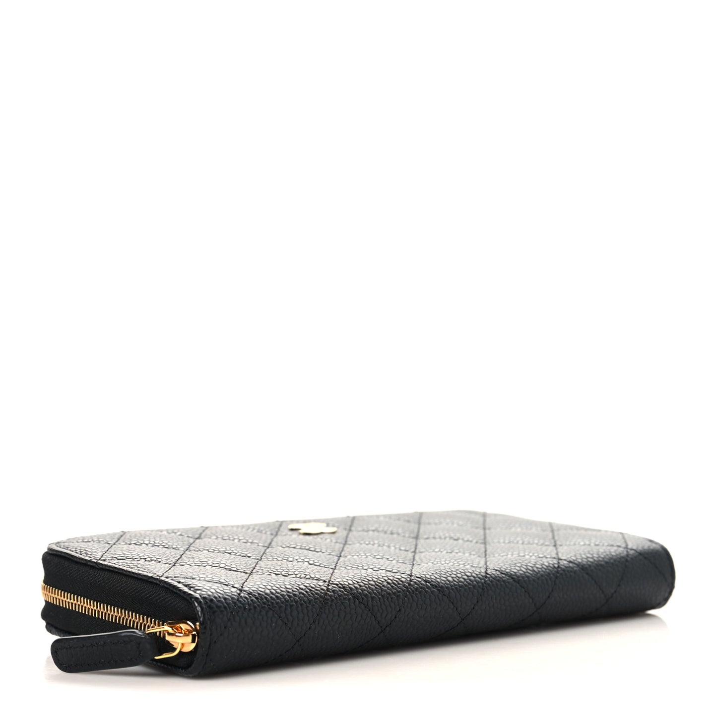 Caviar Quilted Large Gusset Zip Around Wallet Black