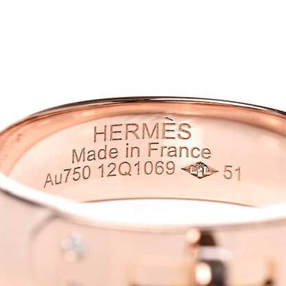 Hermes 18K Rose Gold Diamond PM Kelly Ring 51 5.75 4 of 5
