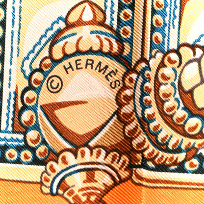 Hermes Silk Ceintures et Liens Scarf 90 Orange Blue Multicolor 3 of 5