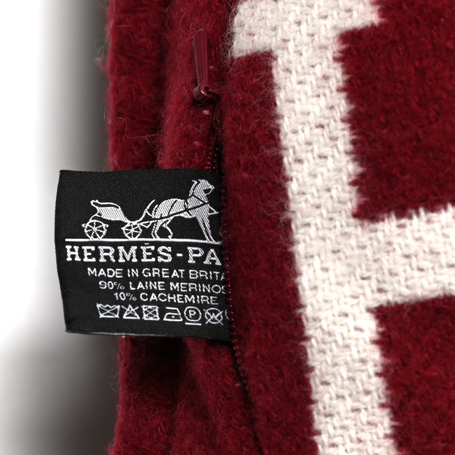 Hermes Wool Cashmere Avalon III Pillow PM Ecru Rouge 3 of 3