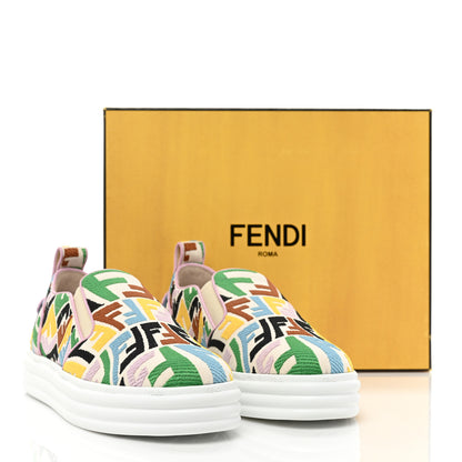 Fendi X SARA COLEMAN Canvas FF Vertigo Embroidered Womens Rise Slip On Sneakers 39 Grezzo Multicolor 12 of 12