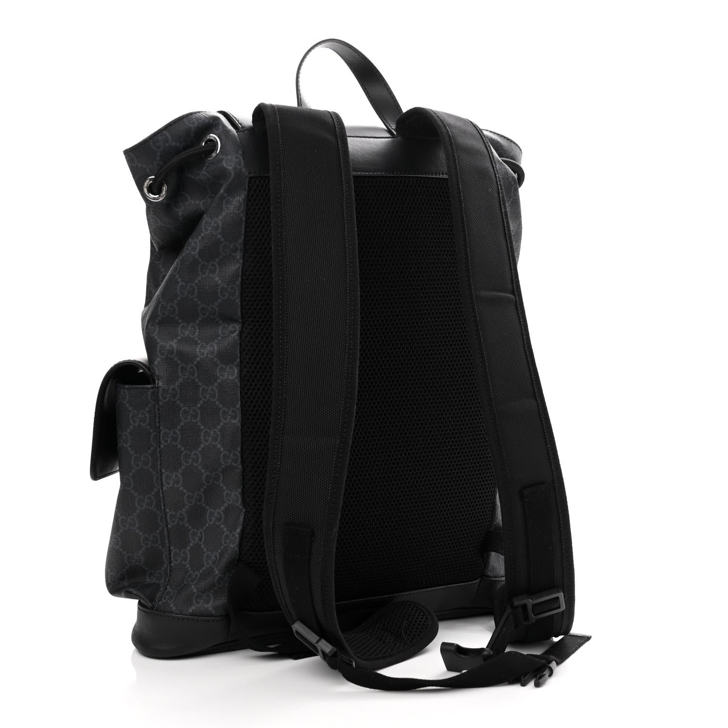 Gucci Soft GG Supreme Monogram Appia Calfskin Web Double Buckle Backpack Black 3 of 10