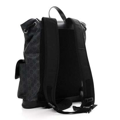 Gucci Soft GG Supreme Monogram Appia Calfskin Web Double Buckle Backpack Black 3 of 10