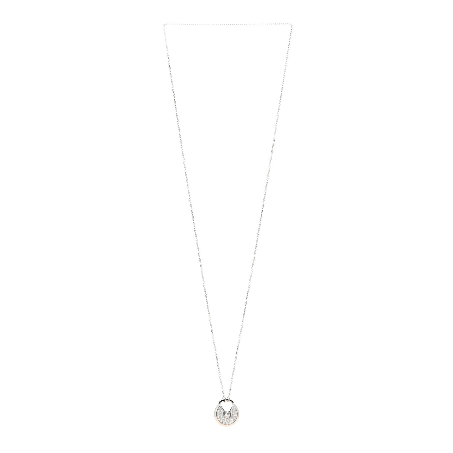 18K White Gold Diamond SM Amulette de Cartier Pendant Necklace