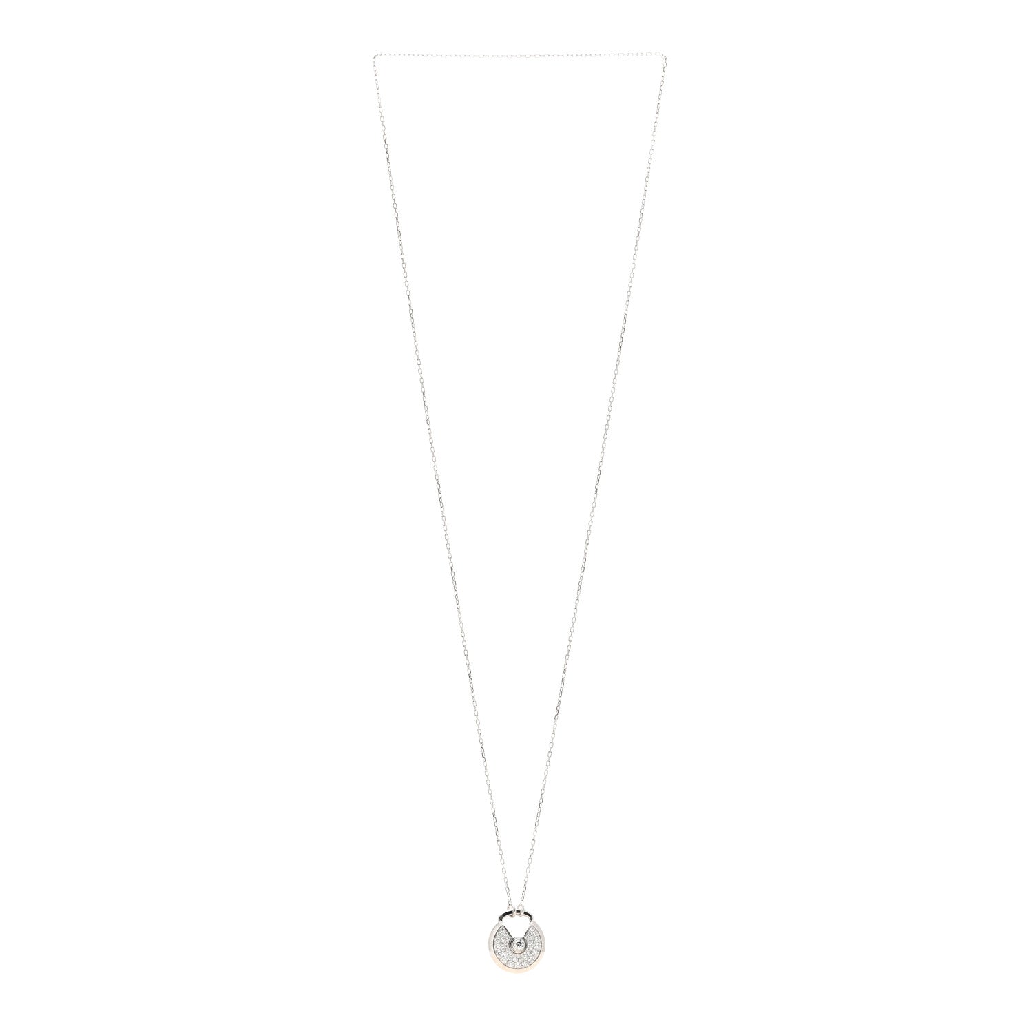 Cartier 18K White Gold Diamond SM Amulette de Cartier Pendant Necklace 2 of 4