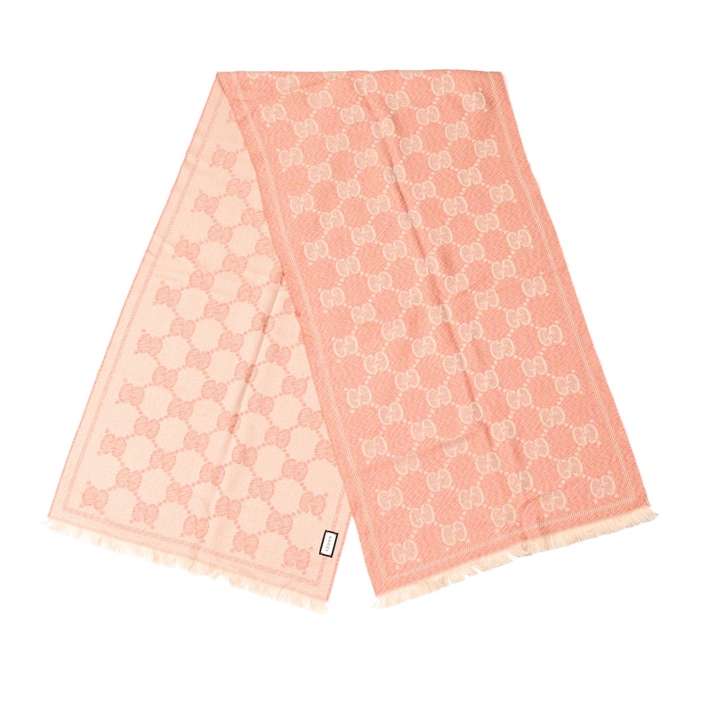 Wool Jacquard Monogram Jumbo GG Lady Moul Nest Scarf Pink Beige