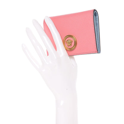 Versace Calfskin Large Medusa Flap Over Wallet Pink Blue 2 of 9