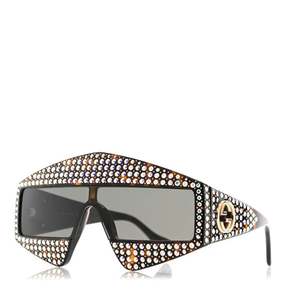 Gucci Crystal Rectangular Frame Sunglasses GG0357S Tortoiseshell 1 of 8