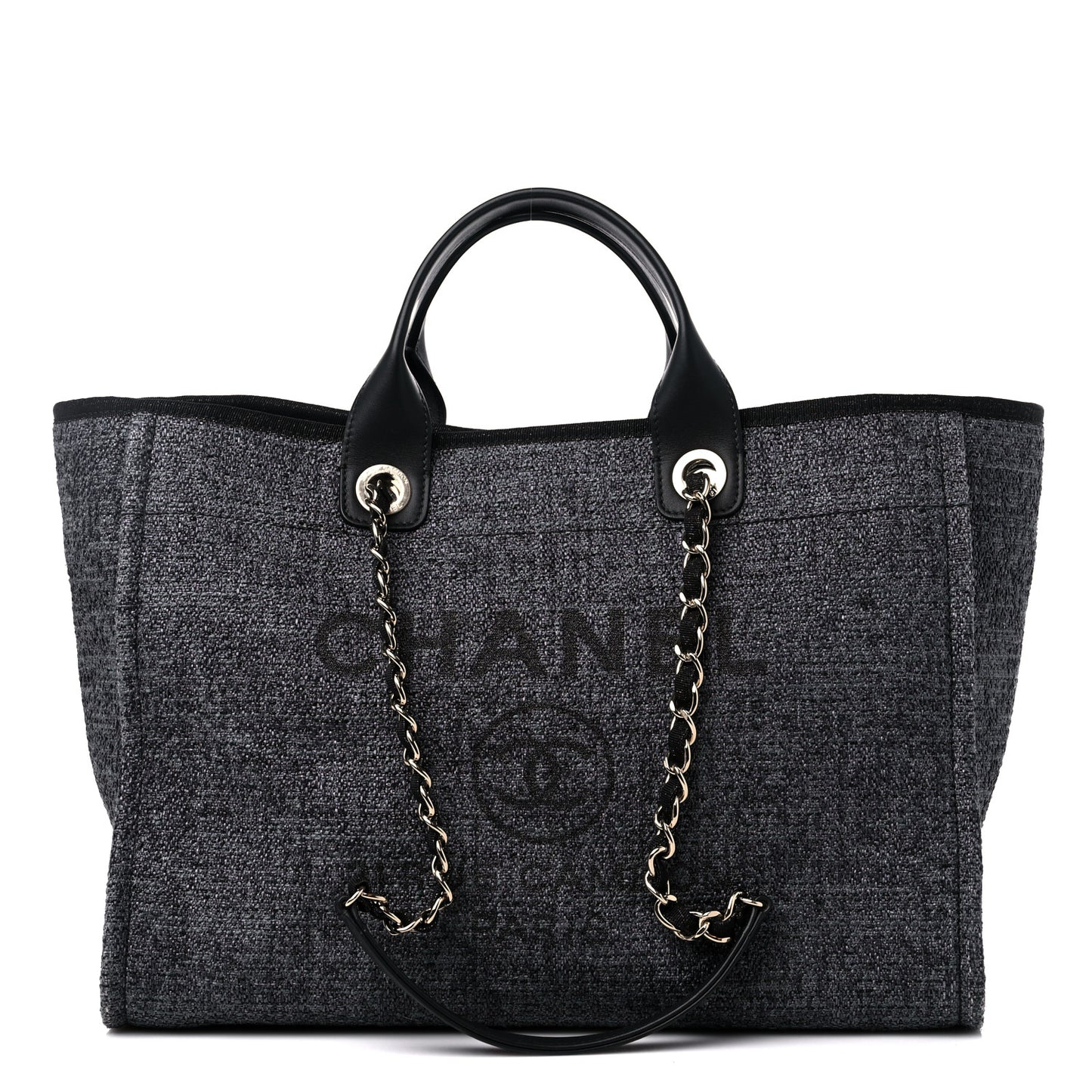 Lurex Boucle Medium Deauville Tote Black