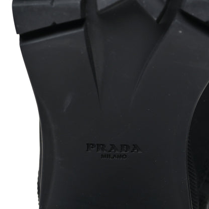 Prada Spazzolato Re-Nylon Metal Triangle Logo Lace Up 55mm Ankle Boots 40.5 Black 7 of 10