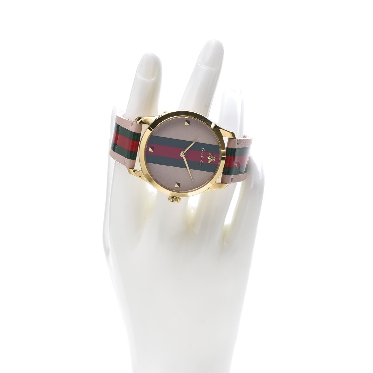 Gucci Stainless Steel Calfskin 38mm G-Timeless Stripe Web Quartz Watch Pink 2 of 6