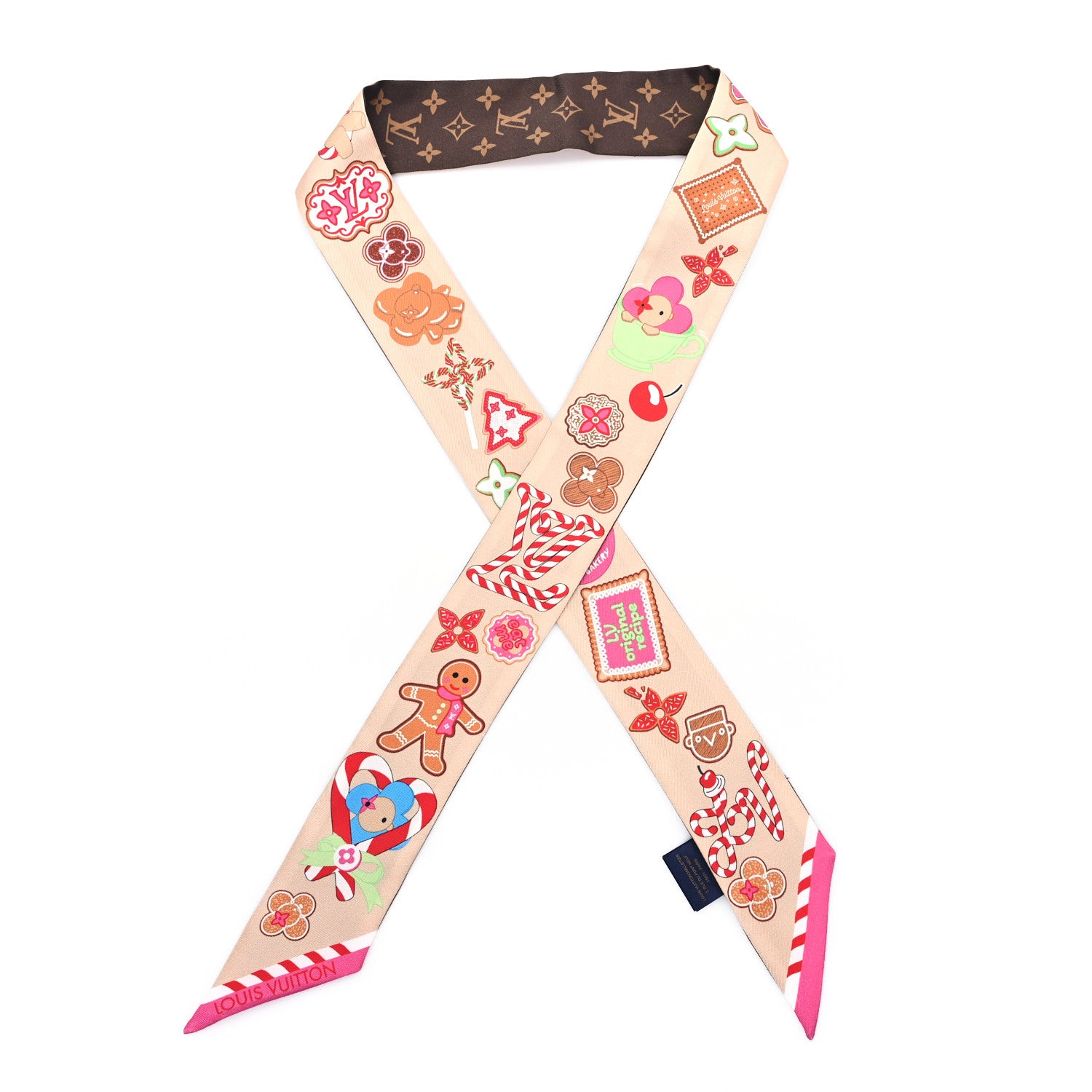 Louis Vuitton Silk Monogram 2024 Christmas Animation Vivienne BB Bandeau Brown 1 of 3