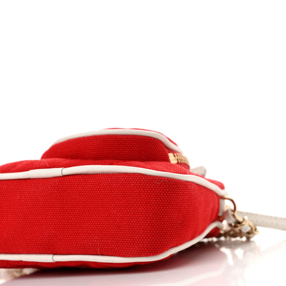 Chanel Canvas Calfskin Tennis Racket Clutch With Chain Red White 11 of 11