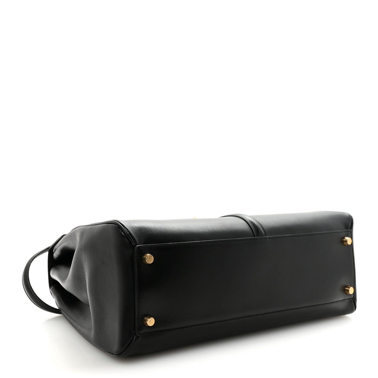Satinated Calfskin Large 16 Top Handle Bag Black