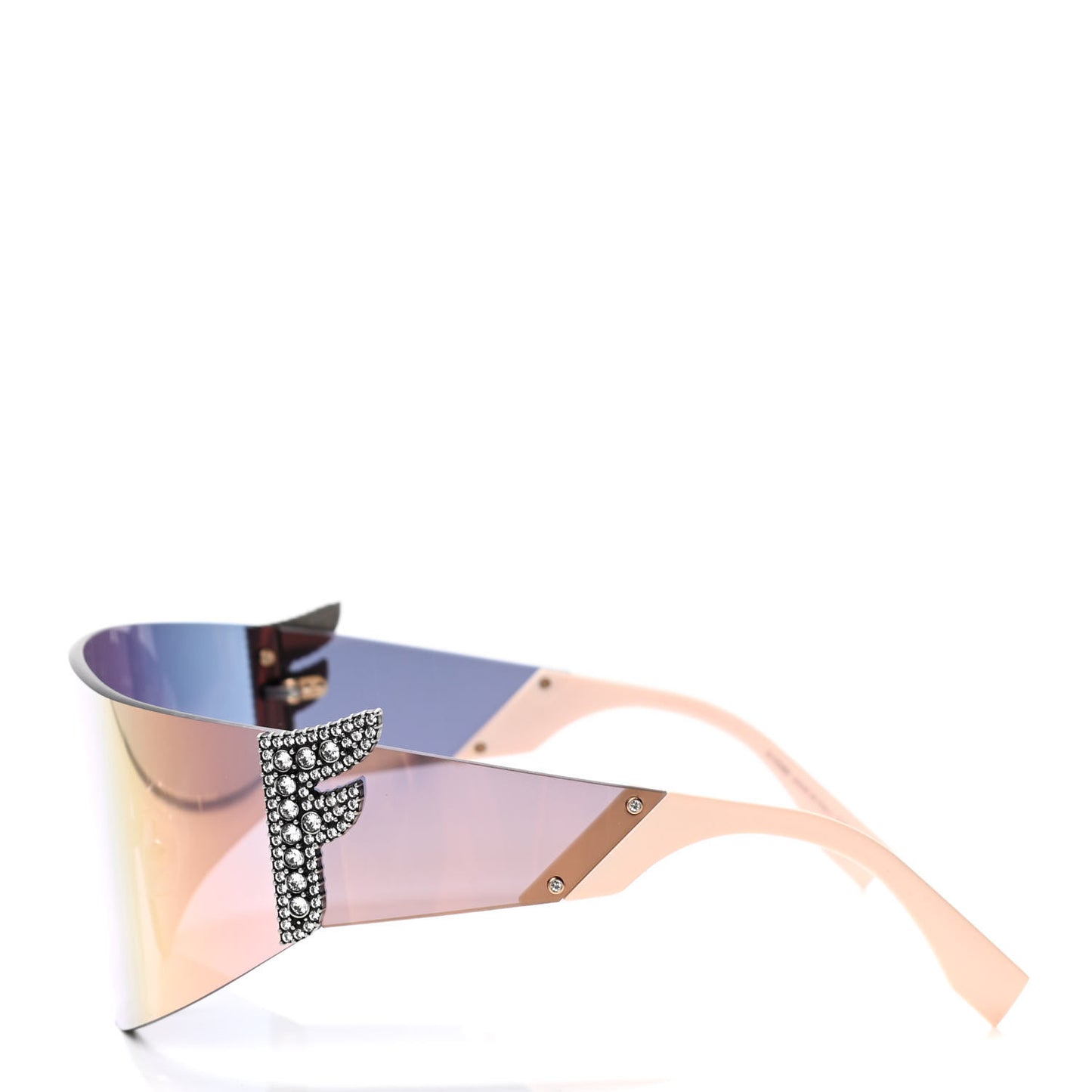 Mirrored Crystal Embellished FFreedom Shield Sunglasses FF 0382/S Pink