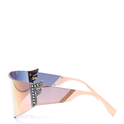 Fendi Mirrored Crystal Embellished FFreedom Shield Sunglasses FF 0382/S Pink 3 of 4