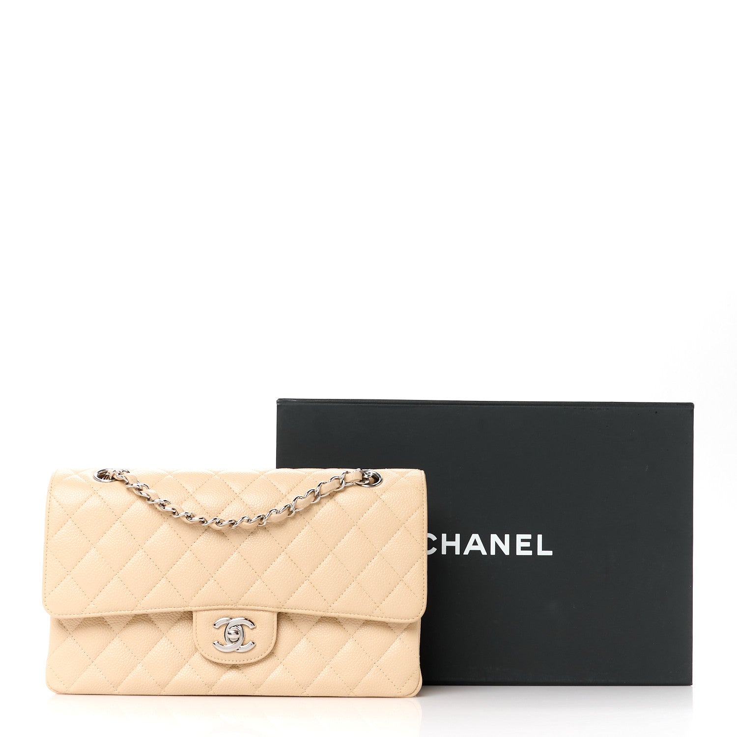 Chanel Caviar Quilted Medium Double Flap Beige 12 of 12
