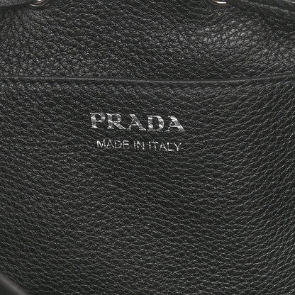 Prada Vitello Daino Soft Drawstring Bucket Bag Black 6 of 11