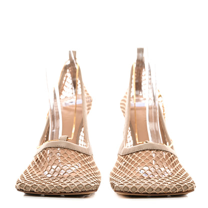 Bottega Veneta Mesh Calfskin Chain Stretch Pumps 37 Beige 2 of 10